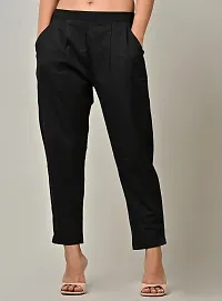 Rakshita Fashions Womens/Girls Regular Fit Casual Cotton Solid Trouser Pants(Pack of 2) (Small, Black-Green)-thumb3