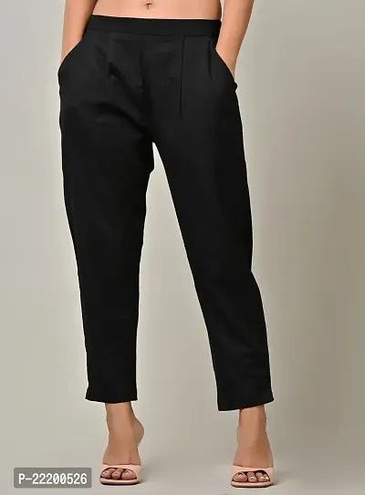 Rakshita Fashions Womens/Girls Regular Fit Casual Cotton Solid Trouser Pants(Pack of 2) (Small, Black-Green)-thumb4