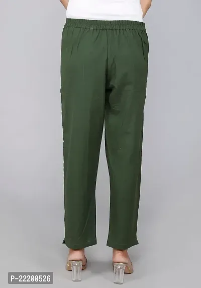 Rakshita Fashions Womens/Girls Regular Fit Casual Cotton Solid Trouser Pants(Pack of 2) (Small, Black-Green)-thumb4