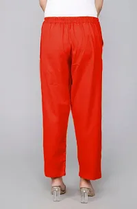 Rakshita Fashions Womens/Girls Regular Fit Casual Cotton Solid Trouser Pants(Pack of 2) (Medium, Black-Red)-thumb1