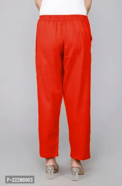 Rakshita Fashions Womens/Girls Regular Fit Casual Cotton Solid Trouser Pants(Pack of 2) (Medium, Black-Red)-thumb4