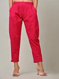 Rakshita Fashions Womens/Girls Regular Fit Casual Cotton Solid Trouser Pants(Pack of 2) (X-Large, Black-Pink)-thumb1
