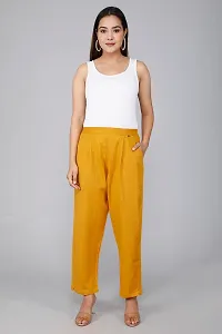 Rakshita Fashions Womens/Girls Regular Fit Casual Cotton Solid Trouser Pants(Pack of 2) (X-Large, Black-Gold)-thumb1