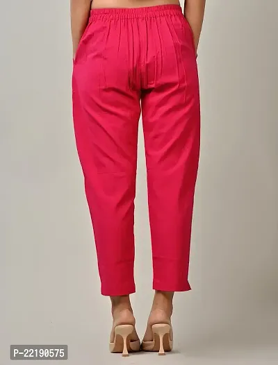 Rakshita Fashions Womens/Girls Regular Fit Casual Cotton Solid Trouser Pants(Pack of 2) (X-Large, Black-Pink)-thumb2
