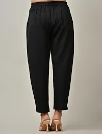 Rakshita Fashions Womens/Girls Regular Fit Casual Cotton Solid Trouser Pants(Pack of 2) (XX-Large, Black-White)-thumb2