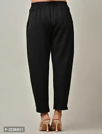 Rakshita Fashions Womens/Girls Regular Fit Casual Cotton Solid Trouser Pants(Pack of 2) (XX-Large, Black-White)-thumb3