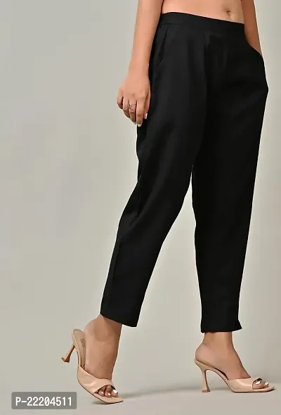 Rakshita Fashions Womens/Girls Regular Fit Casual Cotton Solid Trouser Pants(Pack of 2) (XX-Large, Black-White)-thumb2