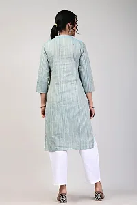 RAKSHITAFASHIONS Women Multicolour Cotton Front Button mandrian Collar Stripped Kurta-thumb4