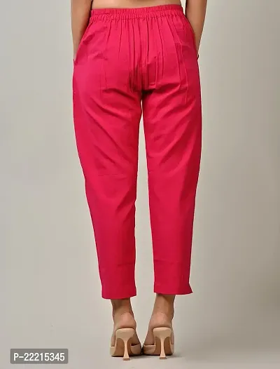 RAKSHITAFASHIONS Womens/Girls Regular Fit Casual Cotton Trouser Pants (M, Pink)-thumb4