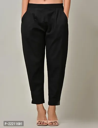 Rakshita Fashions Womens/Girls Regular Fit Casual Cotton Solid Trouser Pants(Pack of 2) (X-Large, Black-Gold)-thumb5