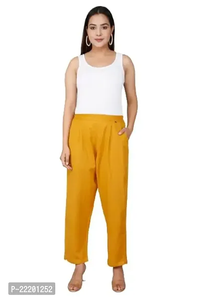 RAKSHITAFASHIONS Womens/Girls Regular Fit Casual Cotton Trouser Pants-thumb0