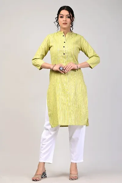 RAKSHITAFASHIONS Women Front Button mandrian Collar Stripped Kurta