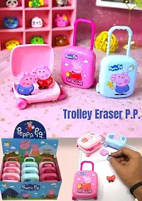 Pack of 3, Peppa Pig Cartoon Erasers Case in Shape of Trolly Box Birthday Return Gifts for Kids, Girls, Boys-thumb3