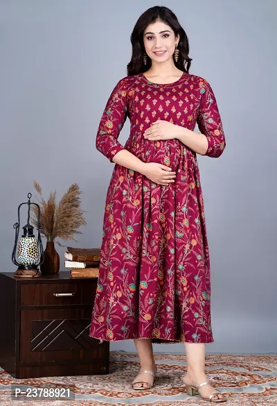 Elegant Maroon Viscose Rayon Printed Kurta For Women