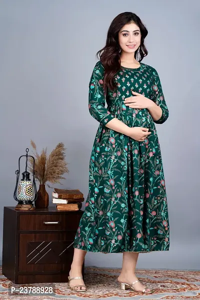 Elegant Green Viscose Rayon Printed Kurta For Women-thumb0