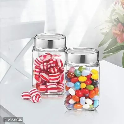 Useful Square Storage Containers Glass Jars-500 ml Each, Pack Of 2