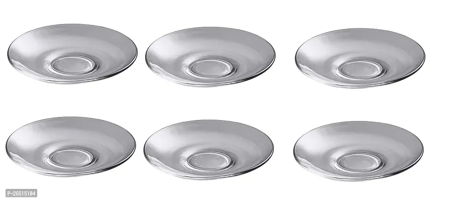 Clear Glass Plate Saucers Without Cup Set Of 6, 100Ml