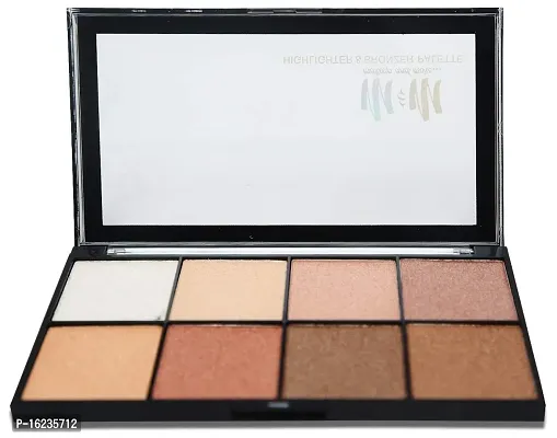 Makeup  More Highlighter And Bronzer Palette, Provides Shimmer And Shine, Long Lasting, Has 8 Unique Color Shades, 25g