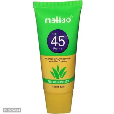 MALIAO Aloe Vera Face/Body Skin Care Sunblock (SPF 45 PA+++) High Power Sunscreen Cream-thumb0