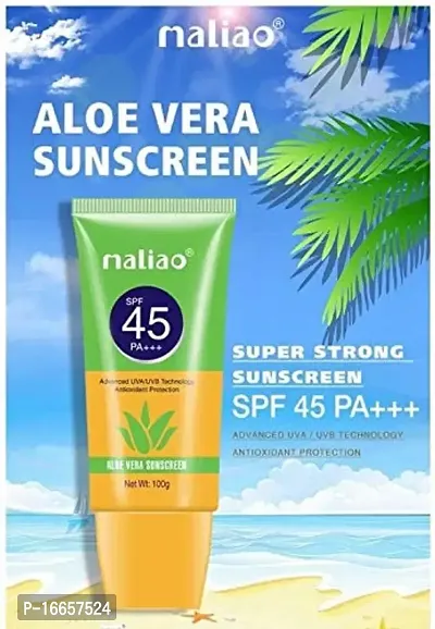 MALIAO Aloe Vera Face/Body Skin Care Sunblock (SPF 45 PA+++) High Power Sunscreen Cream-thumb4