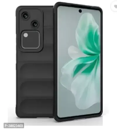 RUNICHA Back Cover for Vivo V30Black Grip Case Silicon Pack of 1