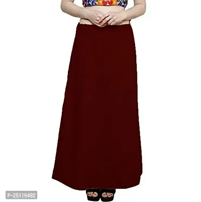 Reliable Maroon Cotton Solid Stitched Petticoats For Women-thumb0