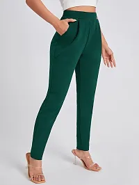 Stylish Green Poly Lycra Solid Trousers For Women-thumb2