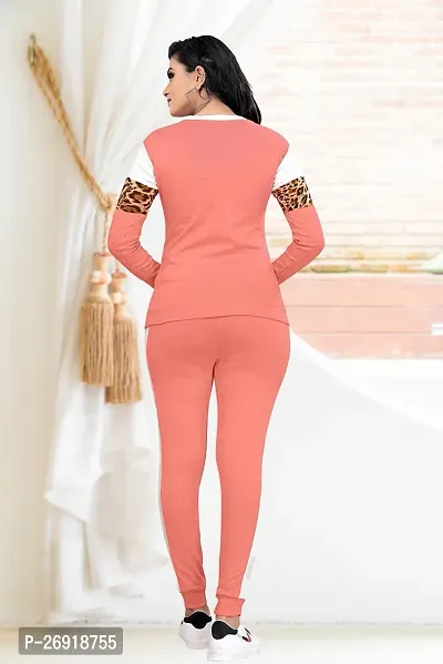 Elite Pink Cotton Blend Long Tracksuit For Women-thumb2