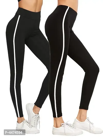 Comfy Solid Cotton Rib Active Wear Yoga Pant For Women (Pack Of 2)