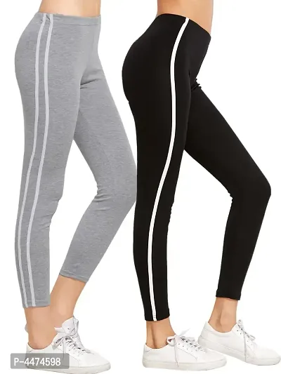 Comfy Solid Cotton Rib Active Wear Yoga Pant For Women (Pack Of 2)