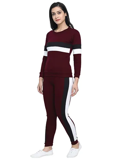 Womens Cotton Blend Lycra Multicolored Free Size Tracksuit