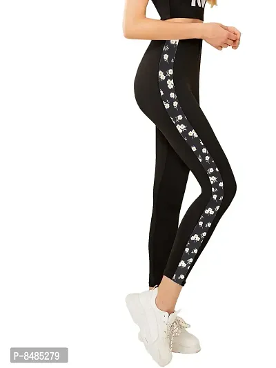 Trendy Lycra Blended Black Printed Gym Wear Active Wear Yoga Wear Jegging Tight For Women-thumb0