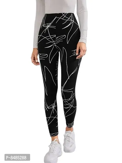 Trendy Lycra Blended Black Printed Gym Wear Active Wear Yoga Wear Jegging Tight For Women