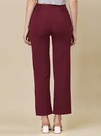 Elegant Maroon Lycra Solid Trouser For Women-thumb1