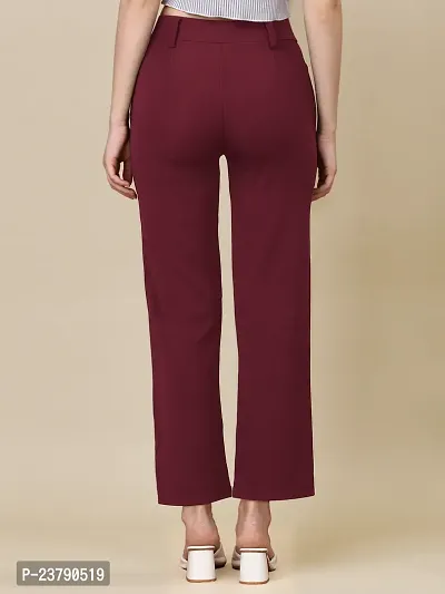 Elegant Maroon Lycra Solid Trouser For Women-thumb2