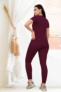 Elite Maroon Cotton Blend Short Tracksuit For Women-thumb1