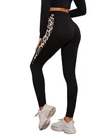 Stylish Black Poly Lycra Striped Jeggings For Women-thumb2