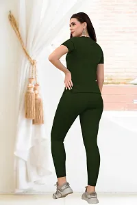 Elite Green Cotton Blend Short Tracksuit For Women-thumb1