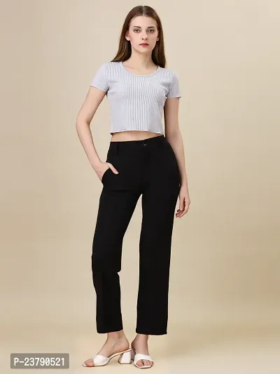 Elegant Black Lycra Solid Trouser For Women-thumb4