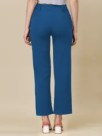 Elegant Blue Lycra Solid Trouser For Women-thumb1