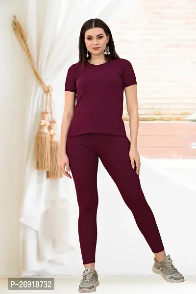 Elite Maroon Cotton Blend Short Tracksuit For Women