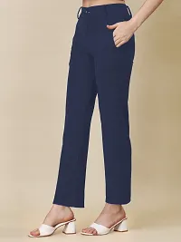 Elegant Blue Lycra Solid Trouser For Women-thumb2