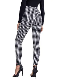 Stylish Black Poly Lycra Striped Jeggings For Women-thumb2