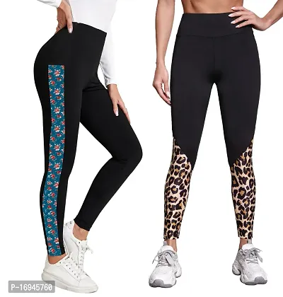 Stylish Black Poly Lycra Striped Jeggings For Women