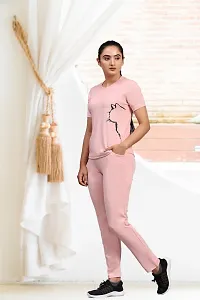 Elite Pink Cotton Blend Short Tracksuit For Women-thumb1