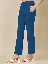 Elegant Blue Lycra Solid Trouser For Women-thumb2