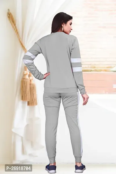 Elite Grey Cotton Blend Long Tracksuit For Women-thumb2