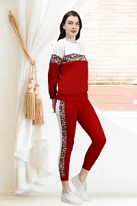 Elite Red Cotton Blend Long Tracksuit For Women-thumb2