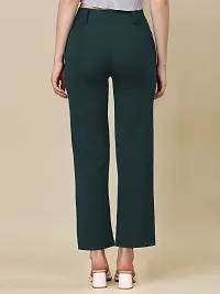 Elegant Green Lycra Solid Trouser For Women-thumb1