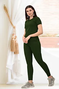 Elite Green Cotton Blend Short Tracksuit For Women-thumb3